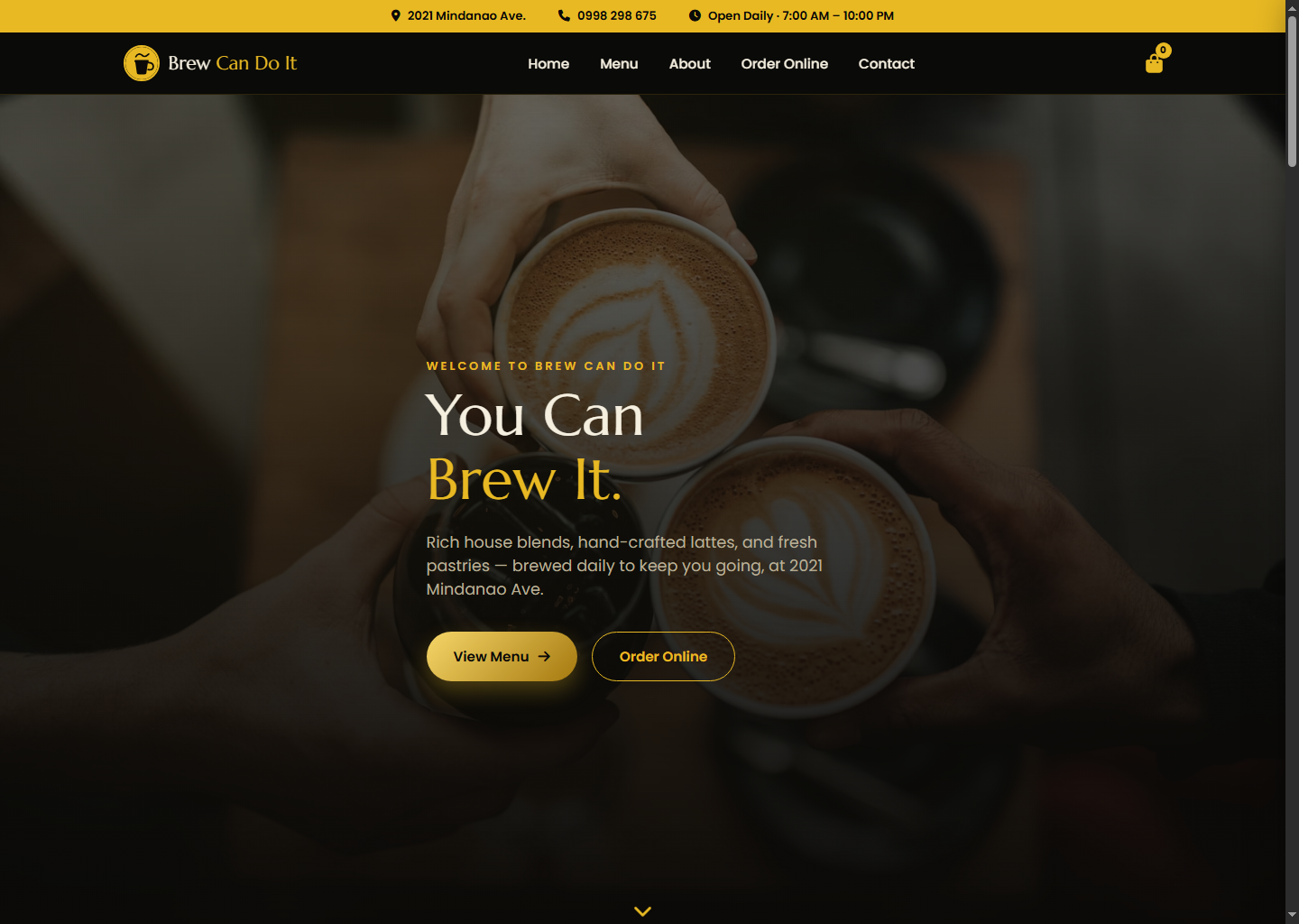 Coffee shop website design by Y & Y IT Solutions
