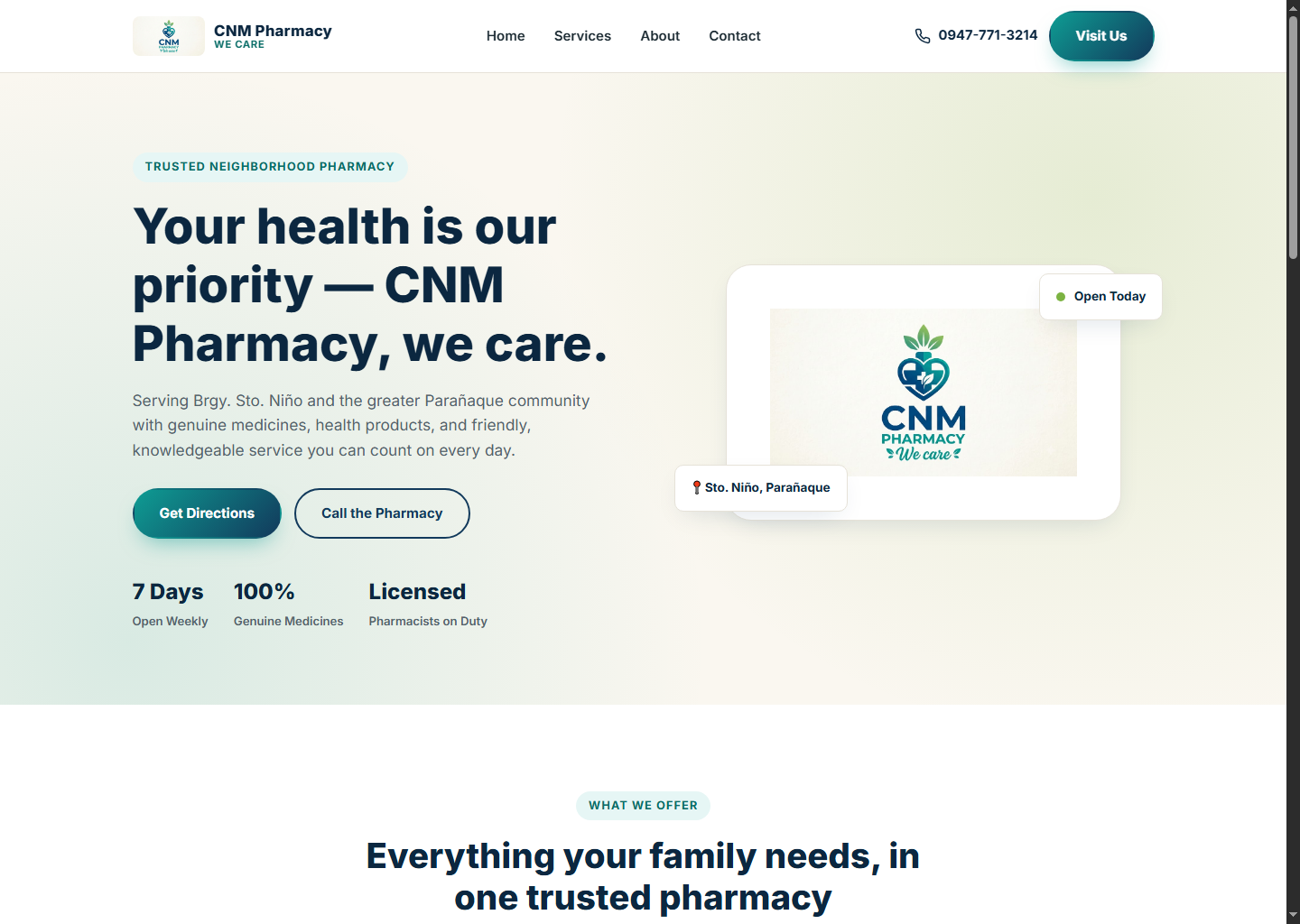 CNM Pharmacy website desktop screenshot