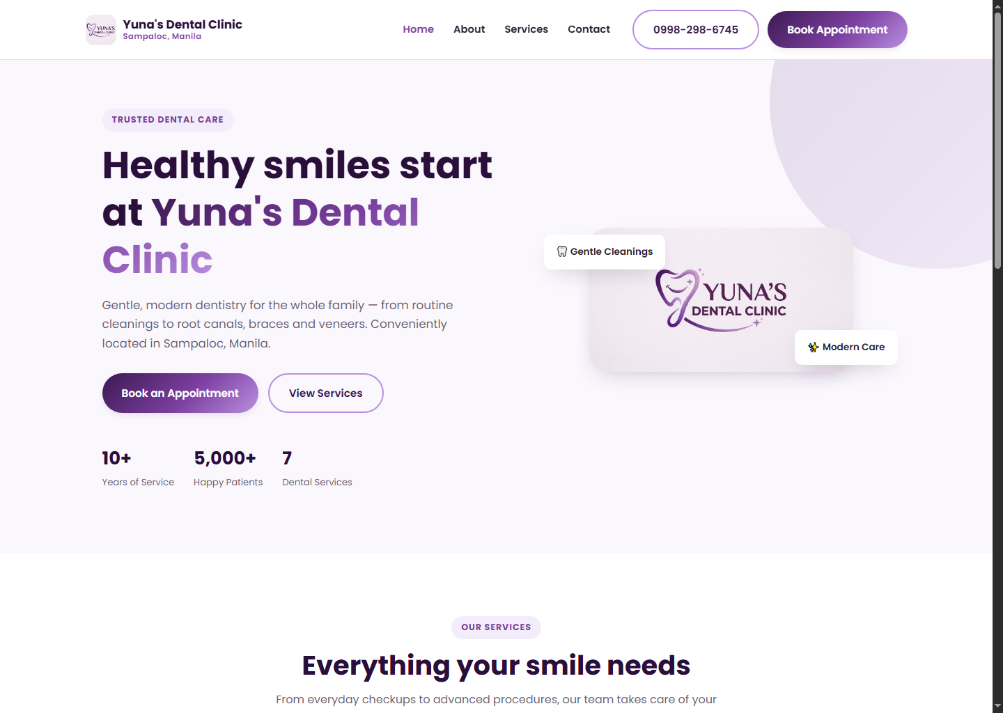 Dental clinic website design by Y & Y IT Solutions