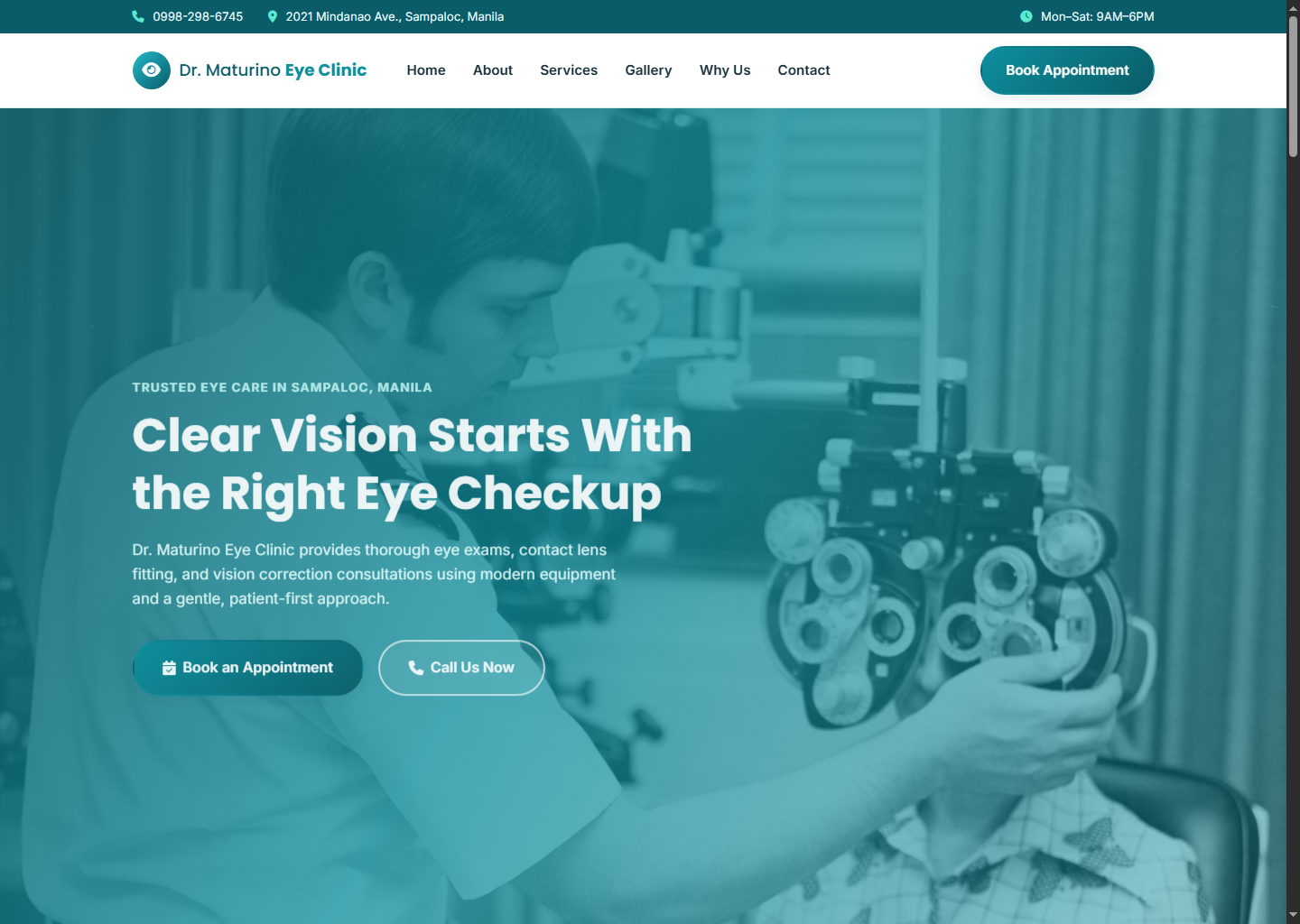 Eye clinic website design by Y & Y IT Solutions